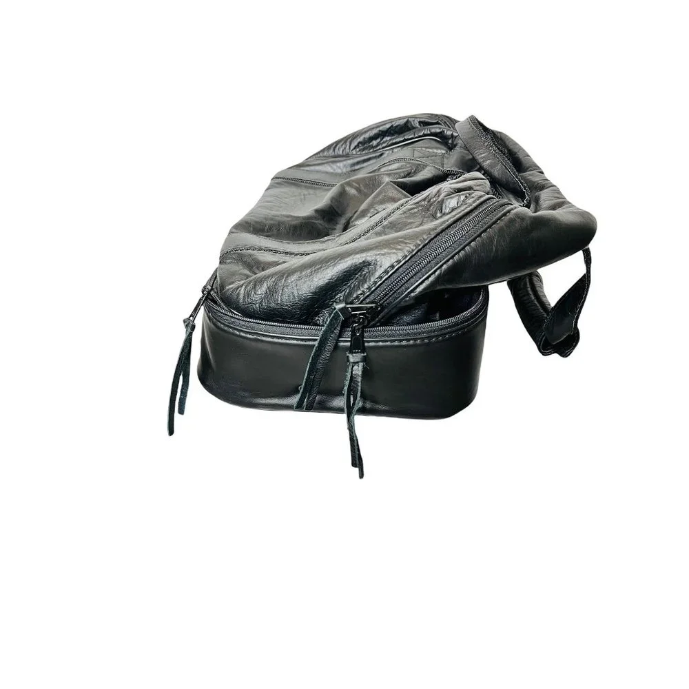 Belding Sports Vintage 1970's Custom Grain Black Leather Golf Gym Tote Bag